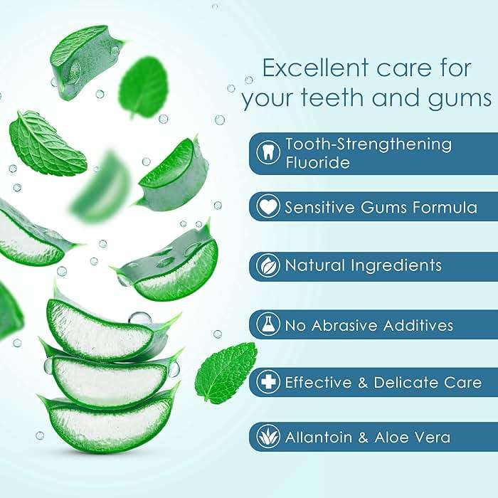 AloeSense Naturally Soothing Toothpaste for Sensitive Teeth and Gum Care with Aloe Vera, Allantoin & Fresh Mint Flavor, Gentle & Natural, ADA Approved (5-oz, 12 Count) - Image 4