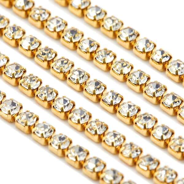 Juvale Gold Rhinestone Trim Chain - 11 yd x 2 mm Gold - DIY Crafts & Sewing - Appliques & Embellishments - Sew-On Rhinestones for Clothes - Image 8