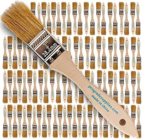 Pro Grade Chip Paint Brushes - 96-Pack - 1" Chip Brushes for Paints, Stains, Varnishes, Glues, & Gesso - Home Improvement - Interior & Exterior Use Light Brown - Image 1