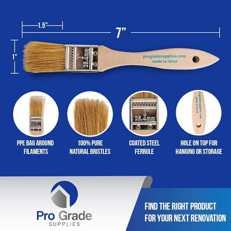 Pro Grade Chip Paint Brushes - 96-Pack - 1" Chip Brushes for Paints, Stains, Varnishes, Glues, & Gesso - Home Improvement - Interior & Exterior Use Light Brown - Image 2