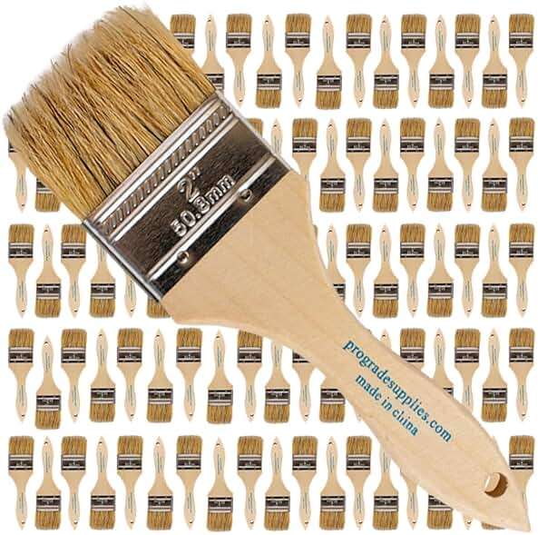 Pro Grade - Chip Paint Brushes - 96 Pack - 2 Inch - Chip Brushes - Versatile for Paints, Stains, Varnishes - 2 Inch Light Brown Chip Brushes Multi-Purpose Use - Image 1