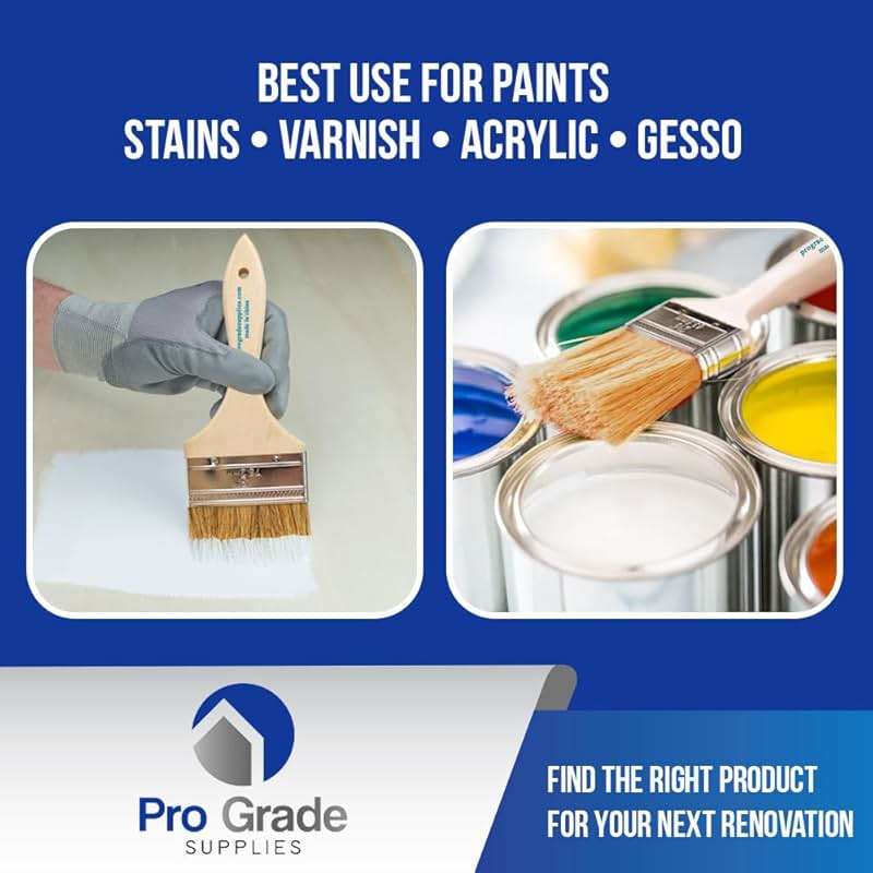 Pro Grade - Chip Paint Brushes - 96 Ea 3 Inch Chip Paint Brush Light Brown - Image 4