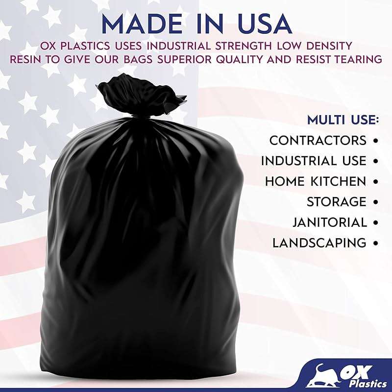 55 Gallon Trash Can Liners Bags 4 Mil - 50 Count & Thick Extra Heavy Duty Strength - Large Garbage Bag, Leak-Proof & Durable bags - Black - Image 3