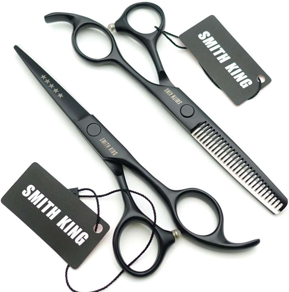 5.5 Inches Hair Cutting Scissors Set with Razor Combs Lether Scissors Case,Hair Cutting Shears Hair Thinning Shears for Personal and Professional (Black) - Image 3