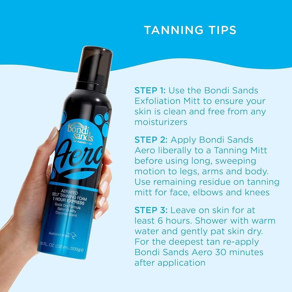 Bondi Sands Aero 1-Hour Express Self Tanning Foam | Lightweight, Coconut Tanning Foam Quickly Provides a Healthy, Flawless, Bronzed Glow | 7.61 fl oz/225 mL - Image 7