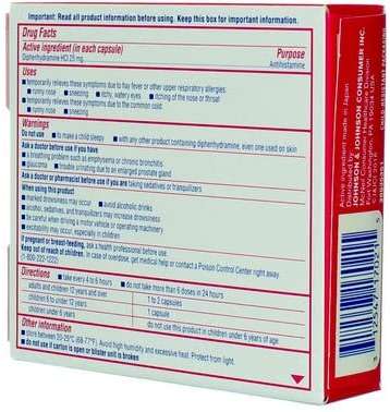 Benadryl Liqui-Gels Antihistamine Allergy Medicine & Cold Symptom Relief, Dye-Free Liquid Gelcaps with 25 mg of Diphenhydramine HCl for Symptoms Such As Runny Nose, Sneezing & More, 24 ct (Pack of 4) - Image 6