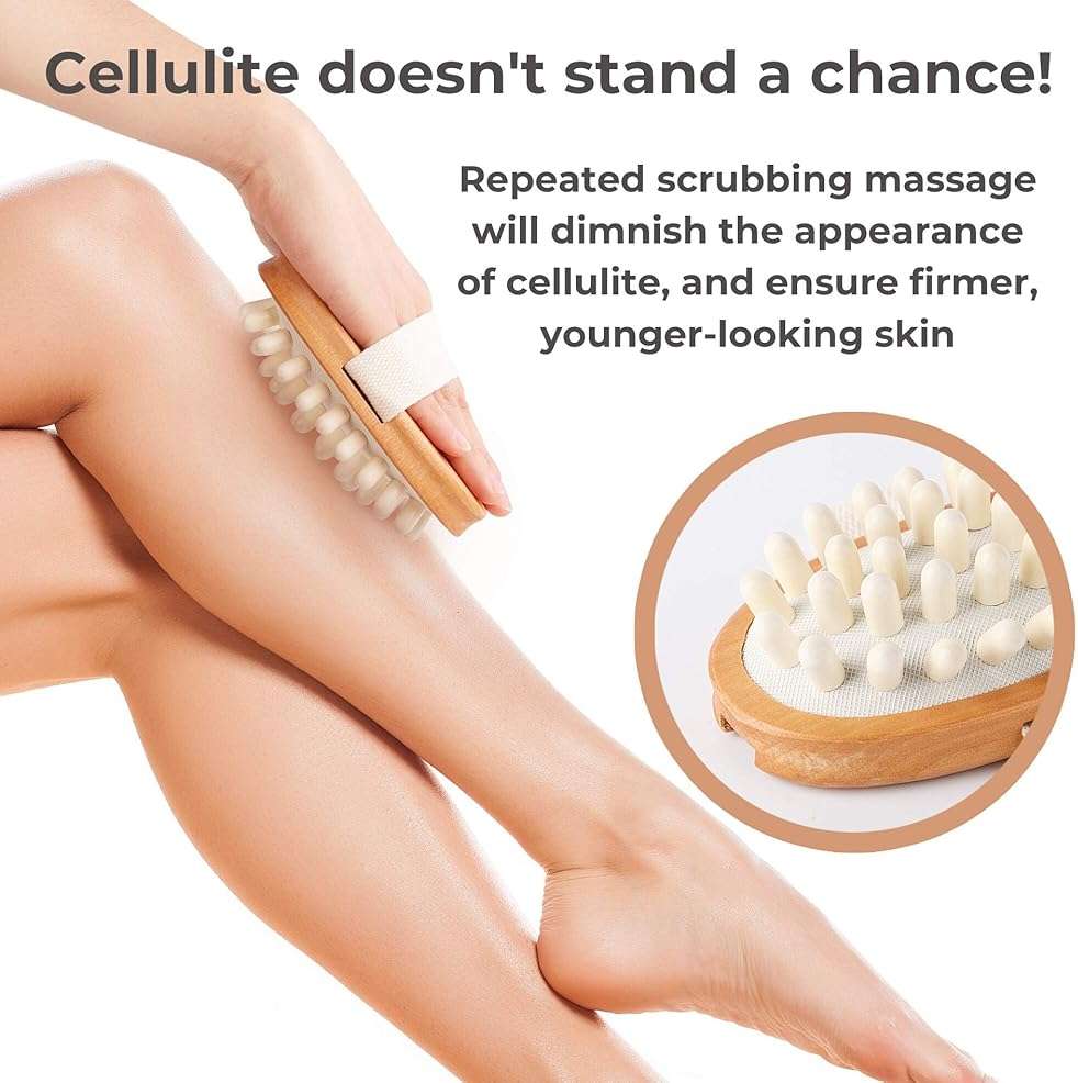 Dry Brushing Body Brush Set – Natural Bristle Spa Exfoliator Kit with Face Cleansing Brush, Long Dry Brushing Body Brush for Lymphatic Drainage & Massaging Cellulite Brush for Smooth, Radiant Skin - Image 6