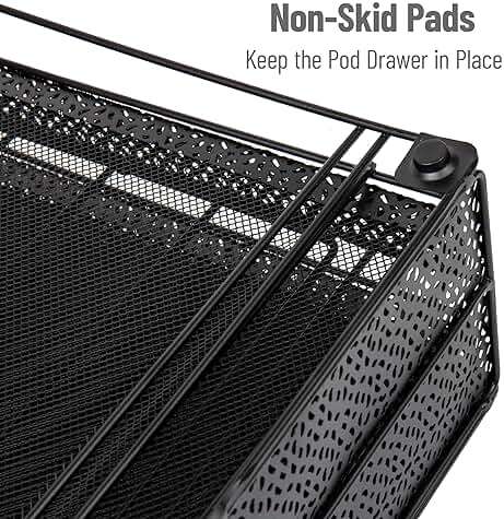 Mind Reader 2 Drawer Coffee Pod Organizer with Removable Dividers, 72 Pod Capacity, Metal Mesh Coffee Station Base with Guided Drawer Track, Black - Image 4