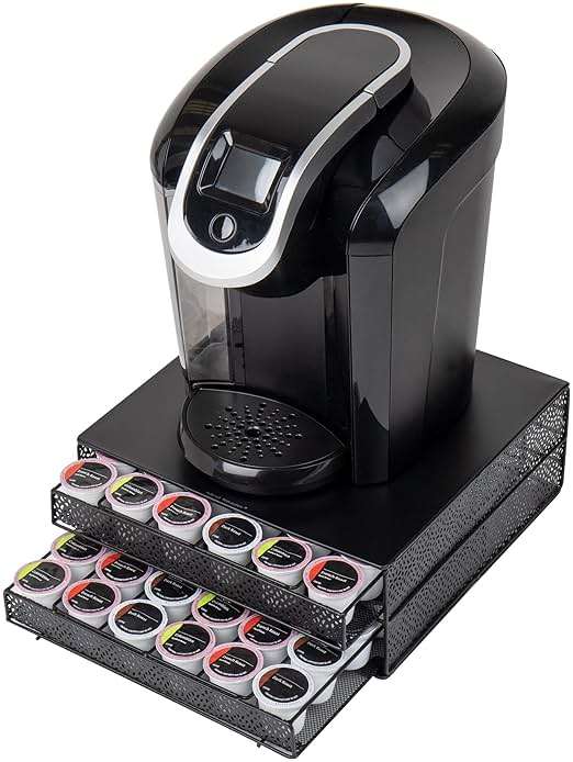 Mind Reader 2 Drawer Coffee Pod Organizer with Removable Dividers, 72 Pod Capacity, Metal Mesh Coffee Station Base with Guided Drawer Track, Black - Image 5