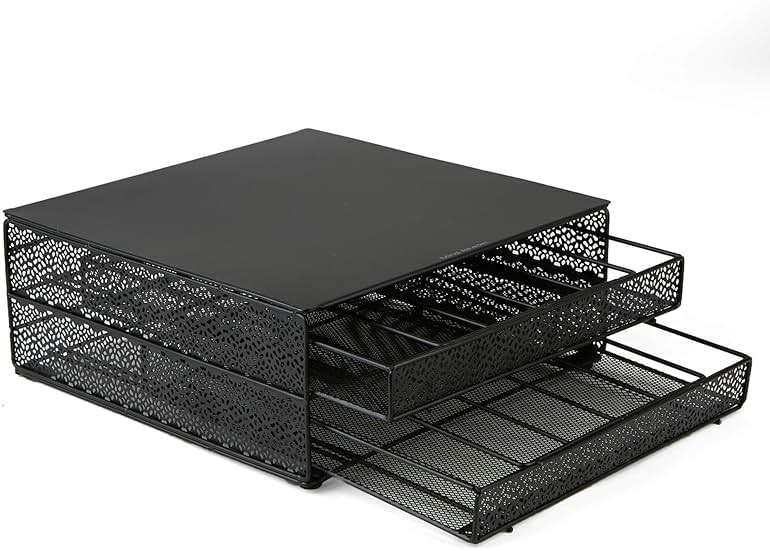 Mind Reader 2 Drawer Coffee Pod Organizer with Removable Dividers, 72 Pod Capacity, Metal Mesh Coffee Station Base with Guided Drawer Track, Black - Image 9