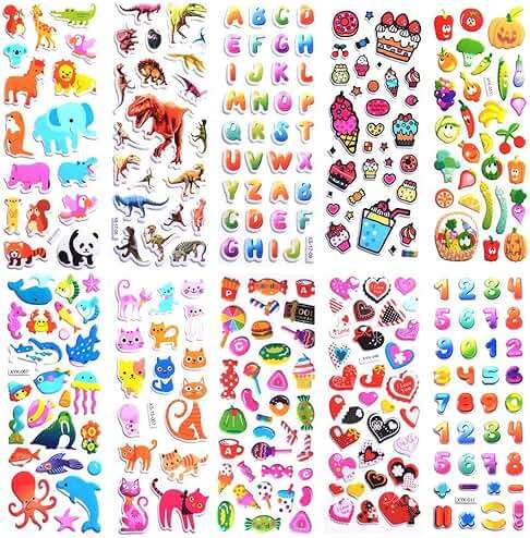 Stickers for Kids 1000+, 3D Puffy Stickers for Kids Toddlers 40 Different Sheets Variety Pack for Scrapbooking, Gifts, Rewards Including Animals, Stars, Fishes, Hearts, Dinosaurs, Cars and More - Image 4