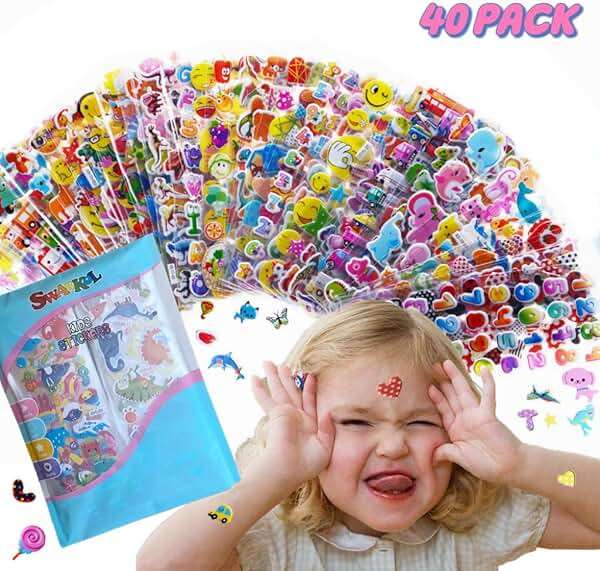 Stickers for Kids 1000+, 3D Puffy Stickers for Kids Toddlers 40 Different Sheets Variety Pack for Scrapbooking, Gifts, Rewards Including Animals, Stars, Fishes, Hearts, Dinosaurs, Cars and More - Image 7