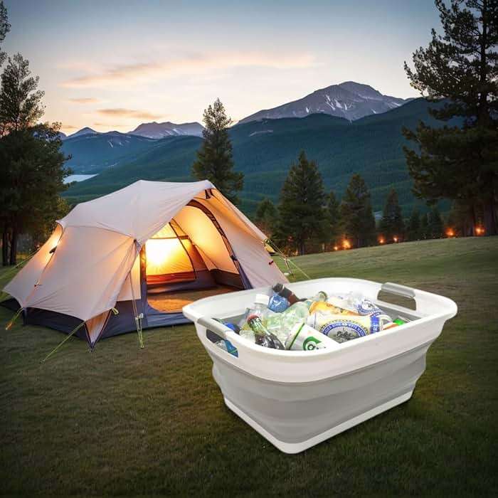 SAMMART 41L (10.8 gallon) Collapsible Plastic Laundry Basket-Foldable Pop Up Storage Container/Organizer-Portable Washing Tub-Space Saving Hamper, Water capacity: 32L (8.4 gallon) (Rectangular, Grey) - Image 5