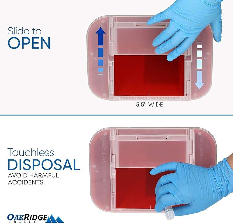 Oakridge Products Large Sharps Container for Home Use and Professional 2 Gallon (3-Pack) with Sliding Top, Biohazard Needle and Syringe Disposal, CDC Certified - Image 3