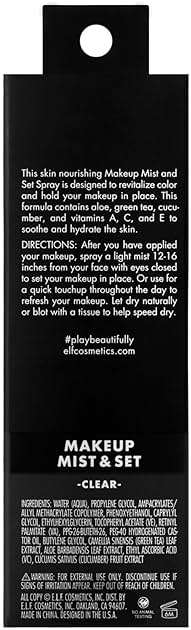 e.l.f. Makeup Mist & Set - Large Lightweight, Long Lasting, All-Day Wear Revitalizes, Refreshes, Hydrates, Soothes Infused with Aloe, Green Tea and Cucumber 4 Fl Oz - Image 6