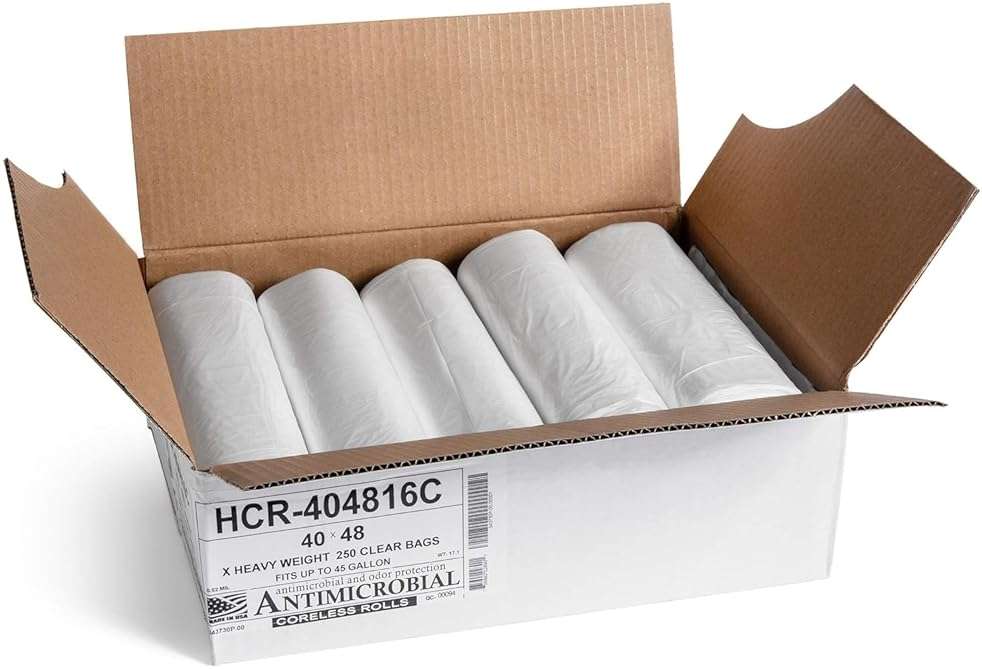 Aluf Plastics 45 Gallon Clear Trash Bags 40" x 48" - 16 Micron Equivalent High Density Value Garbage Bags, HCR-404816C (Pack of 1, 250 Count Total) - Image 2