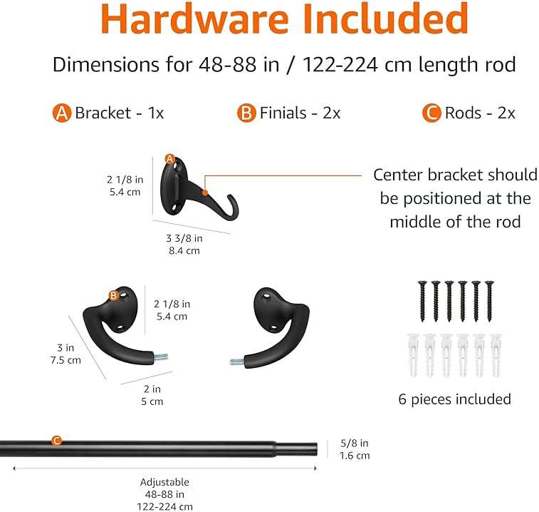 Amazon Basics Room Darkening Blackout Curtain Rod for Bedroom and Living Room, Curved, Wraps Around, Blocks Light, for Heavy Curtains, 48" to 88", Black - Image 2