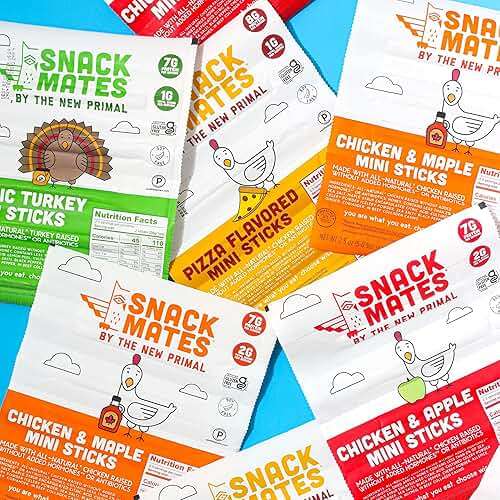 The New Primal Snack Mates Chicken & Maple Sticks, Gluten Free Healthy Snacks for Kids, Low Sugar High Protein Back to School Snacks, Mini Paleo Jerky Meat Stick, 7g Protein, 50 Calories, 40 Pack - Image 8