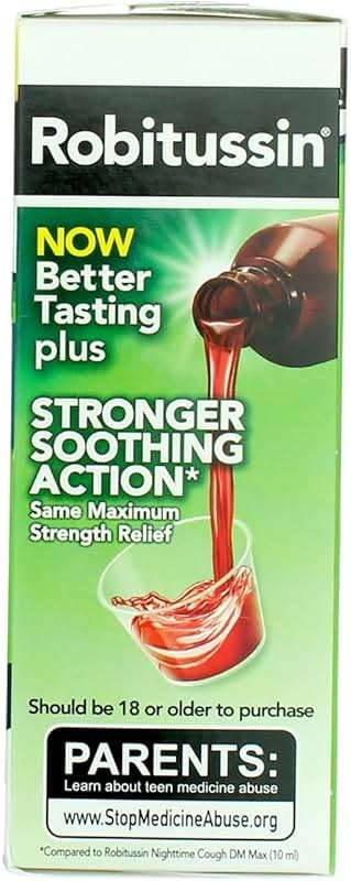 Robitussin Adult Nighttime Cough DM Liquid Maximum Strength - 4 oz, Pack of 6 - Image 4