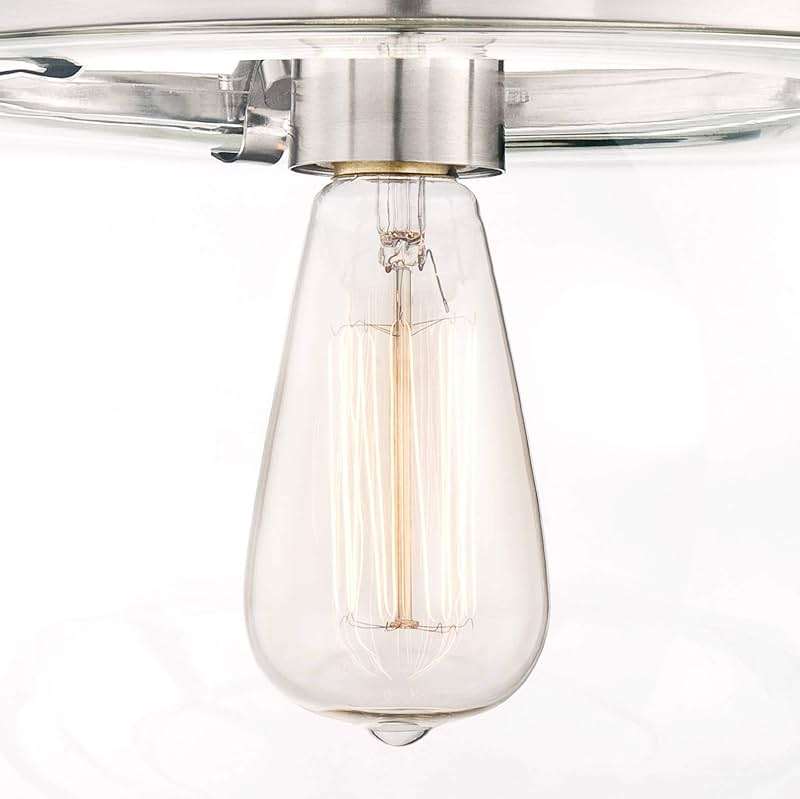 Franklin Iron Works Charleston Industrial Rustic Farmhouse Ceiling Light Semi Flush-Mount Fixture 13 1/2" Wide Brushed Nickel LED Clear Glass Shade for Bedroom Kitchen Living Room Hallway Dining - Image 3