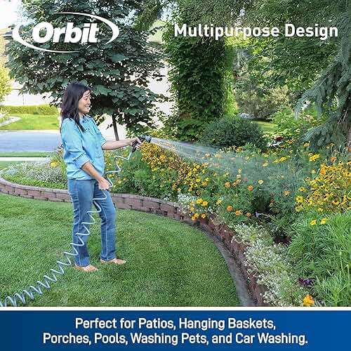 Orbit Coil Garden Hose with 8-Pattern Nozzle, 25 ft., Gray - 26382 - Image 3