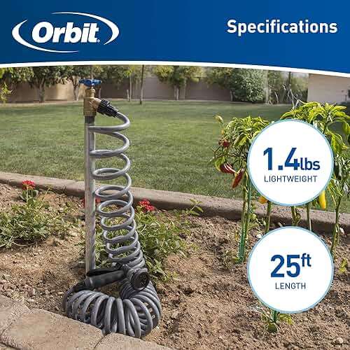 Orbit Coil Garden Hose with 8-Pattern Nozzle, 25 ft., Gray - 26382 - Image 5