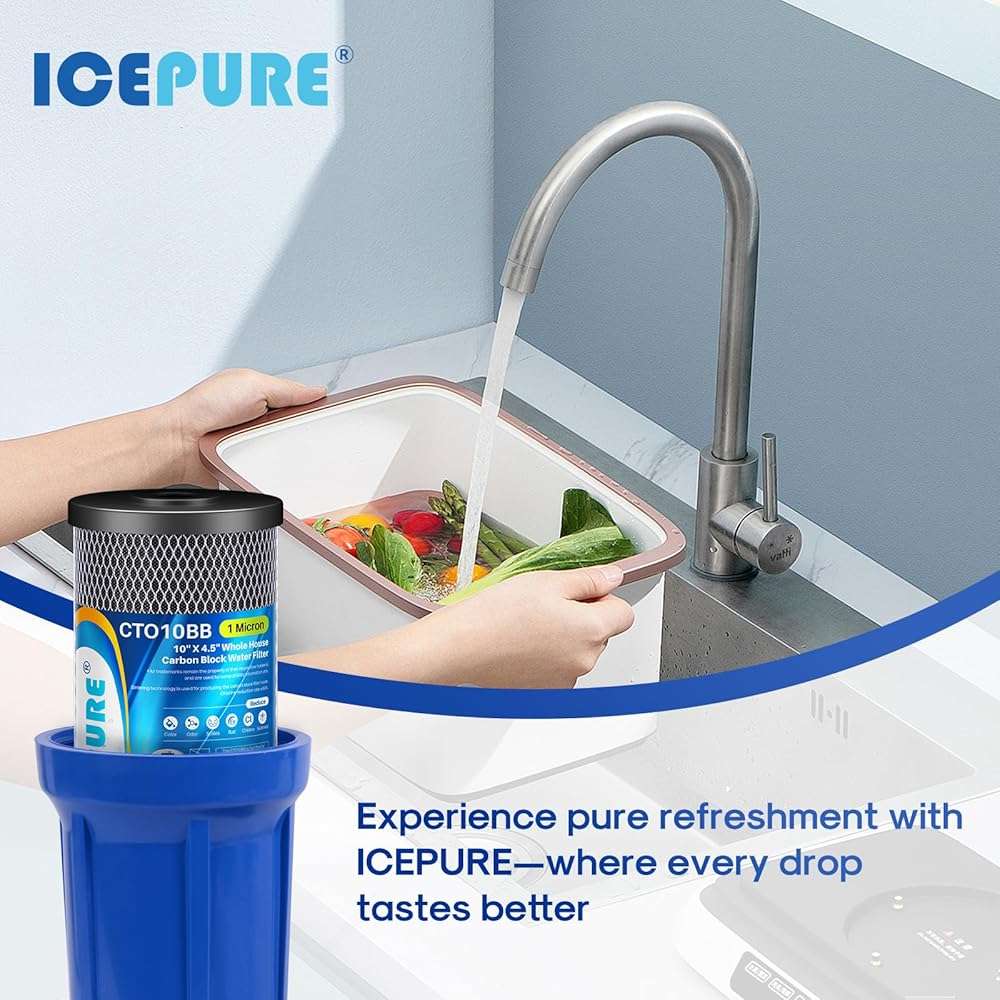ICEPURE 10"X4.5",1 Microns Whole House Sediment Activated Carbon Water Filter Compatible with Dupont WFHDC8001,EP Series,EPM Series,CB-BB-10, GE FXHTC, GXWH40L, GXWH35F, GNWH38S, CTO10BB,1PACK - Image 7