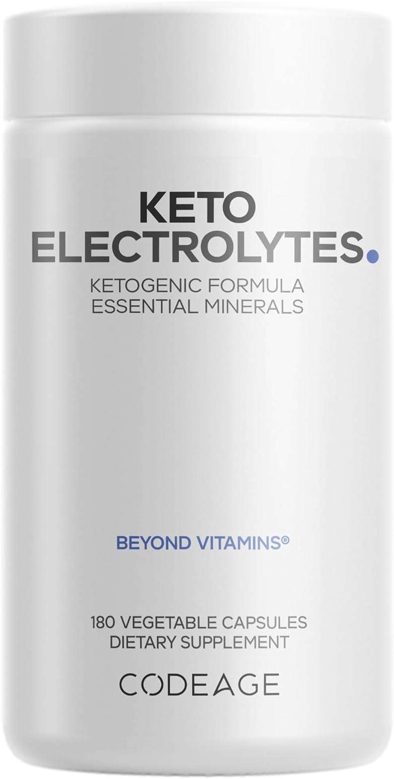 Codeage Keto Electrolytes Supplement – Vegan Electrolyte Tablets w Magnesium, Potassium, Calcium & Salt - Electrolyte Powder Salt Pills & Drink Hydration Supplements - Non-GMO Keto Diet - 180 Capsules - Image 1