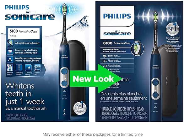 Philips Sonicare ProtectiveClean 6100 Rechargeable Electric Toothbrush, with Pressure Sensor, 3 Cleaning Modes, SmarTimer and QuadPacer, 14-Day Battery Life, Travel Case, Navy Blue, Model HX6871/49 - Image 6
