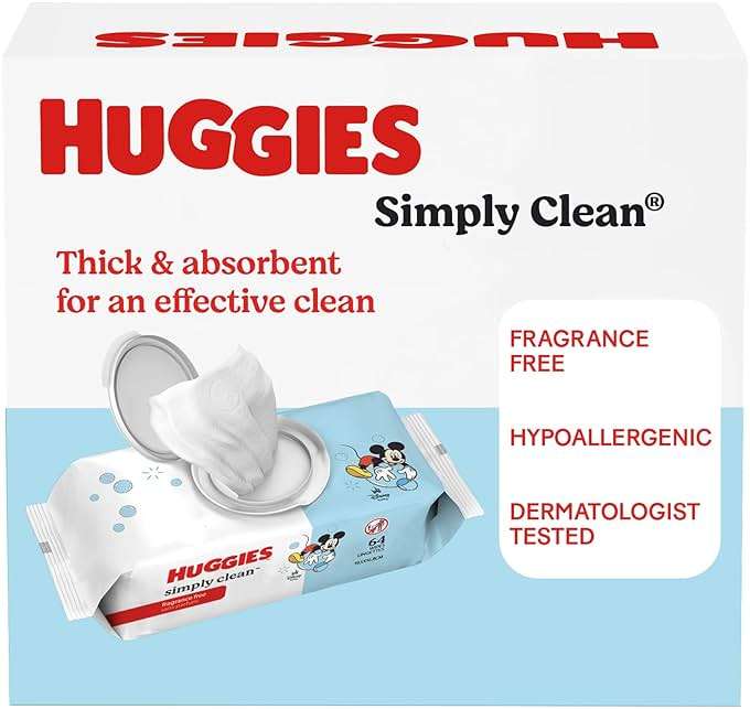 Huggies Simply Clean Unscented Baby Diaper Wipes, 3 Flip-Top Packs (192 Wipes Total), Packaging May Vary - Image 8