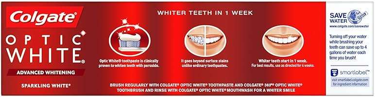 Colgate Optic White Whitening Toothpaste, Sparkling White - 5 ounce (3 Pack) - Image 8