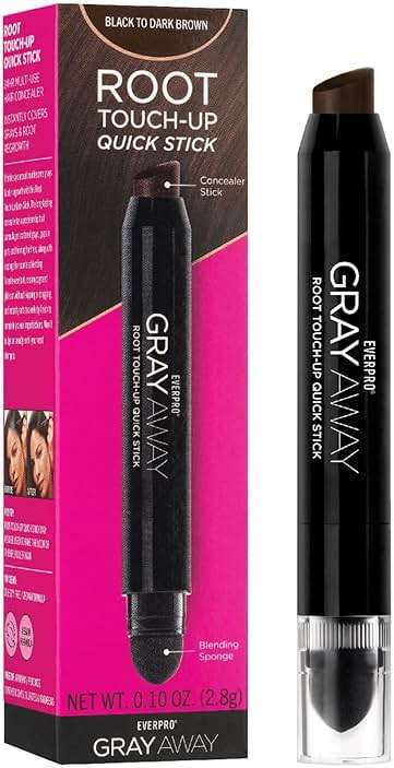 EVERPRO Gray Away Root Touchup Quick Stick, Black/Dark Brown, 0.1 Oz - Image 1