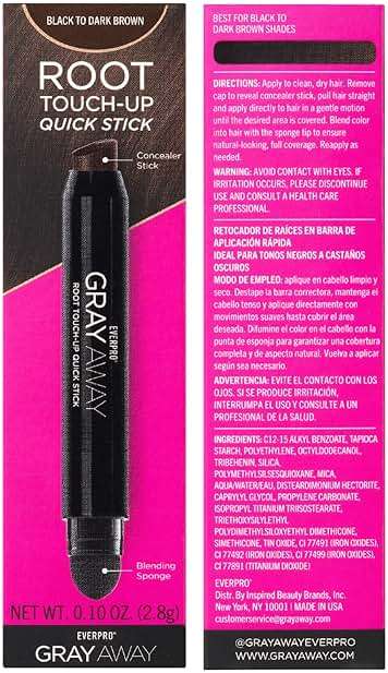 EVERPRO Gray Away Root Touchup Quick Stick, Black/Dark Brown, 0.1 Oz - Image 2
