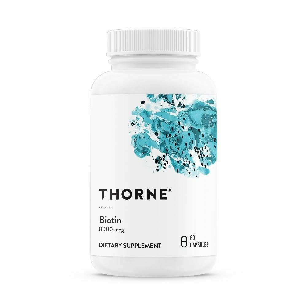 THORNE - Biotin - Vitamin B7 Supplement for Healthy Hair, Nails, Skin & Metabolism - Supports Nerve Health* - Third-Party Certified - Gluten, Dairy & Soy-Free - 60 Capsules - Image 1