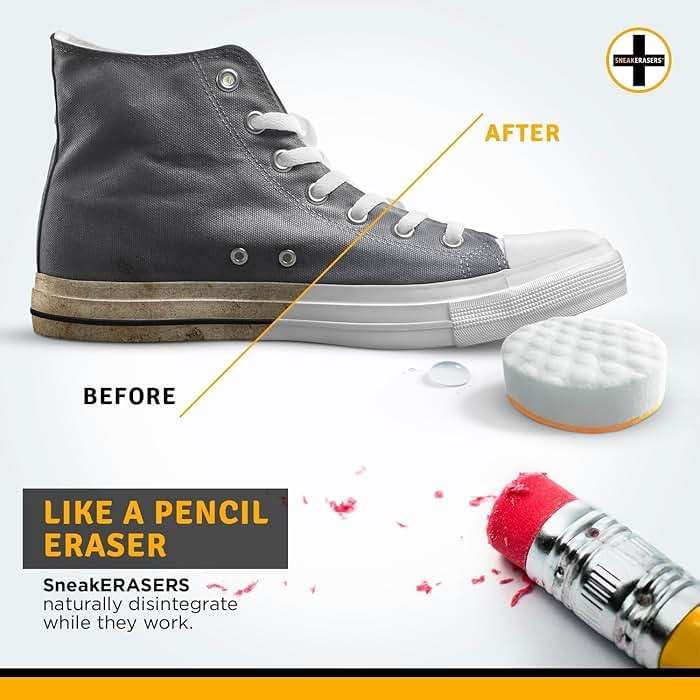 SneakERASERS Instant Sneaker Cleaner, Premium Shoe Cleaning Kit for Sneakers, Dual-Sided Sponges, Effective for Tennis Shoes & Women Men Sneakers, Gentle Rub Design (10 Pack) - Image 3