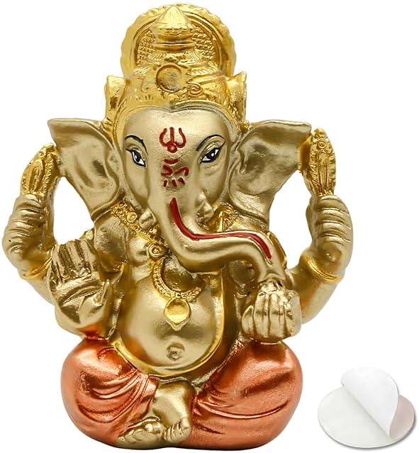 alikiki Hindu God Lord Ganesha Staue - India God Ganesh Idol for Car Dashboard Decor Birthday Gifts for Indian Man Women Home Mandir Temple Pooja Item Diwali Puja Gifts Yoga Room Altar Decor - Image 1
