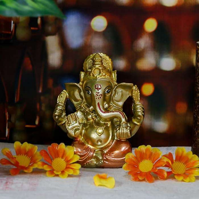alikiki Hindu God Lord Ganesha Staue - India God Ganesh Idol for Car Dashboard Decor Birthday Gifts for Indian Man Women Home Mandir Temple Pooja Item Diwali Puja Gifts Yoga Room Altar Decor - Image 2
