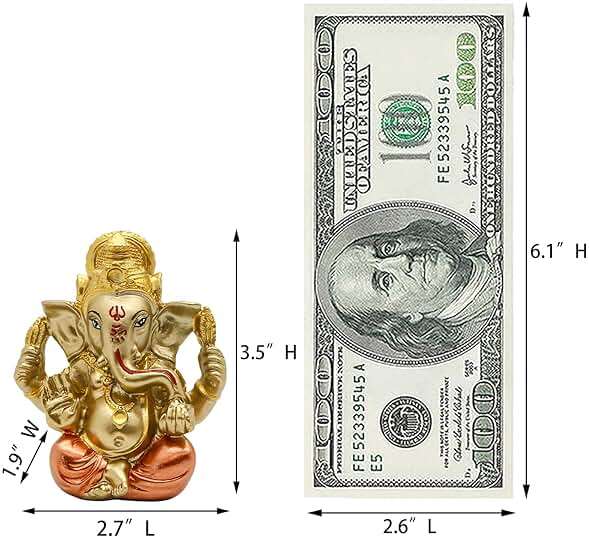 alikiki Hindu God Lord Ganesha Staue - India God Ganesh Idol for Car Dashboard Decor Birthday Gifts for Indian Man Women Home Mandir Temple Pooja Item Diwali Puja Gifts Yoga Room Altar Decor - Image 3