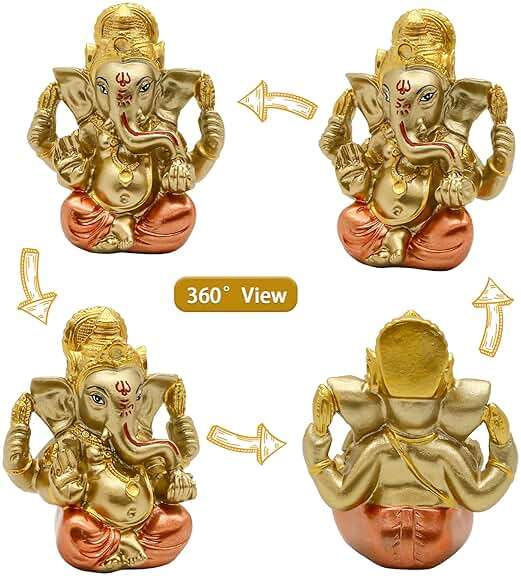 alikiki Hindu God Lord Ganesha Staue - India God Ganesh Idol for Car Dashboard Decor Birthday Gifts for Indian Man Women Home Mandir Temple Pooja Item Diwali Puja Gifts Yoga Room Altar Decor - Image 5