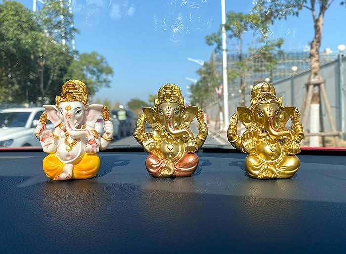 alikiki Hindu God Lord Ganesha Staue - India God Ganesh Idol for Car Dashboard Decor Birthday Gifts for Indian Man Women Home Mandir Temple Pooja Item Diwali Puja Gifts Yoga Room Altar Decor - Image 6