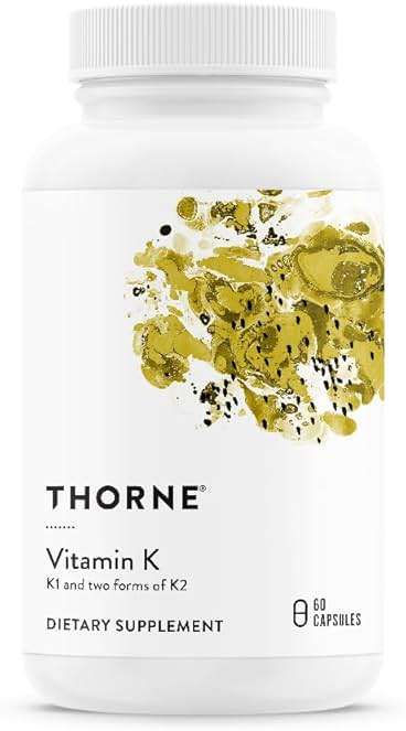 THORNE - Vitamin K - Vitamins K1 and K2 (as MK-4 and MK-7) Capsule Supplement - Supports Strong Bones* - Clinically Studied Ingredients - Third-Party Certified - Gluten, Dairy & Soy-Free - 60 Capsules - Image 1