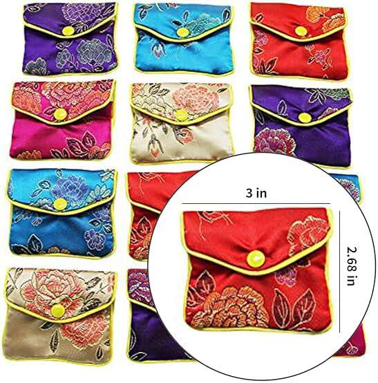 MorTime Jewellery Jewelry Silk Purse Pouch Gift Bags, Multiple Colors, Pack of 12 (Small) - Image 7