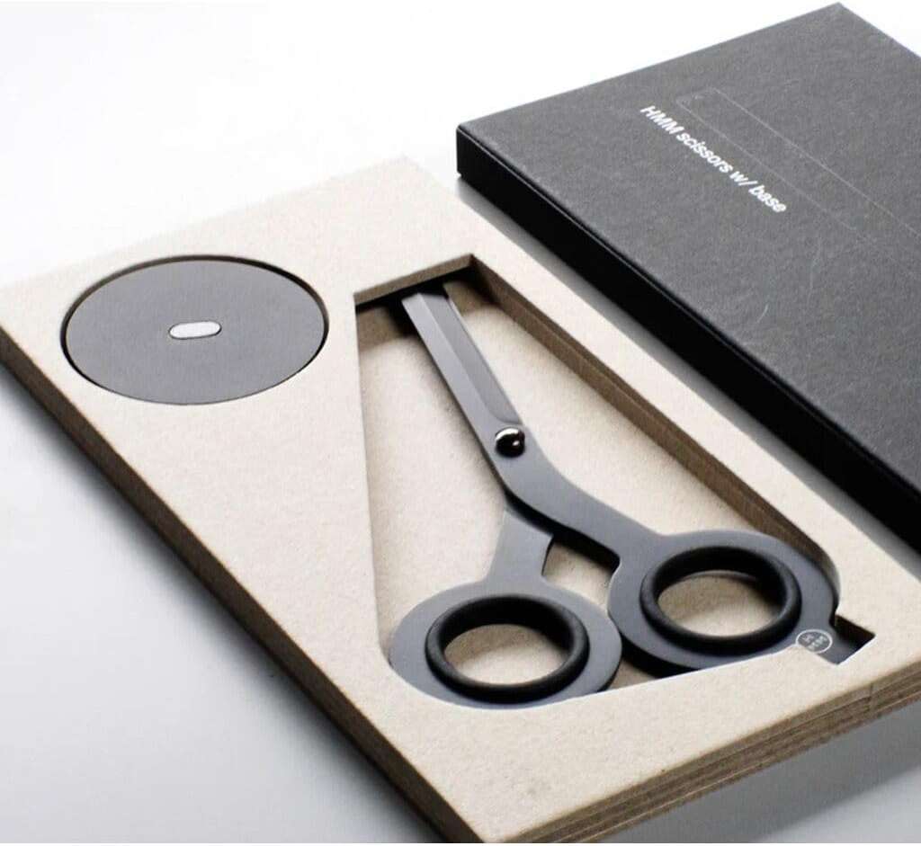 HMM Scissors - 2-in-1 All Purpose Scissors & Box Cutter - Heavy Duty, Lightweight, with Magnetic Brass Base for Office, Kitchen, & Crafts, Stainless Steel - Black - Image 4