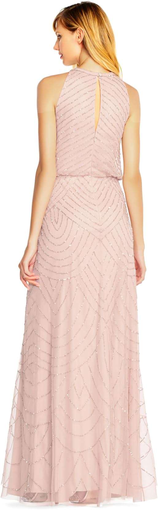 Adrianna Papell Womens Halter Blouson Beaded Gown - Image 2