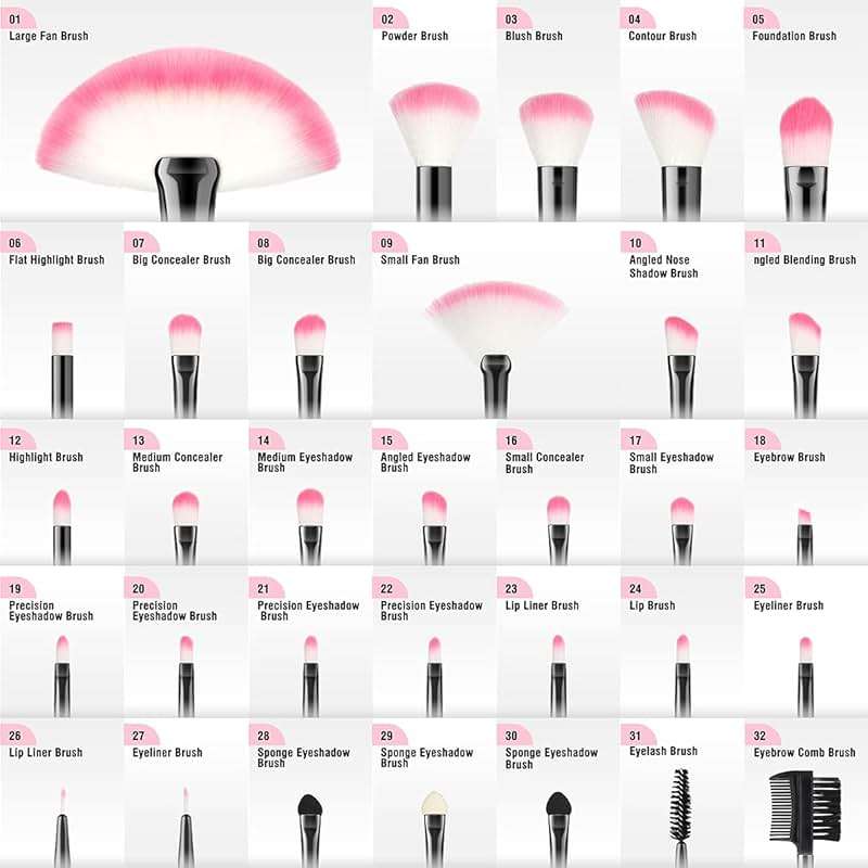 Makeup Brushes, VANDER 32pcs Makeup Brush Set Professional Soft Synthetic Foundation powder concealer blending Make up Brushes, eye shadow blush face brush set, Pink - Image 2