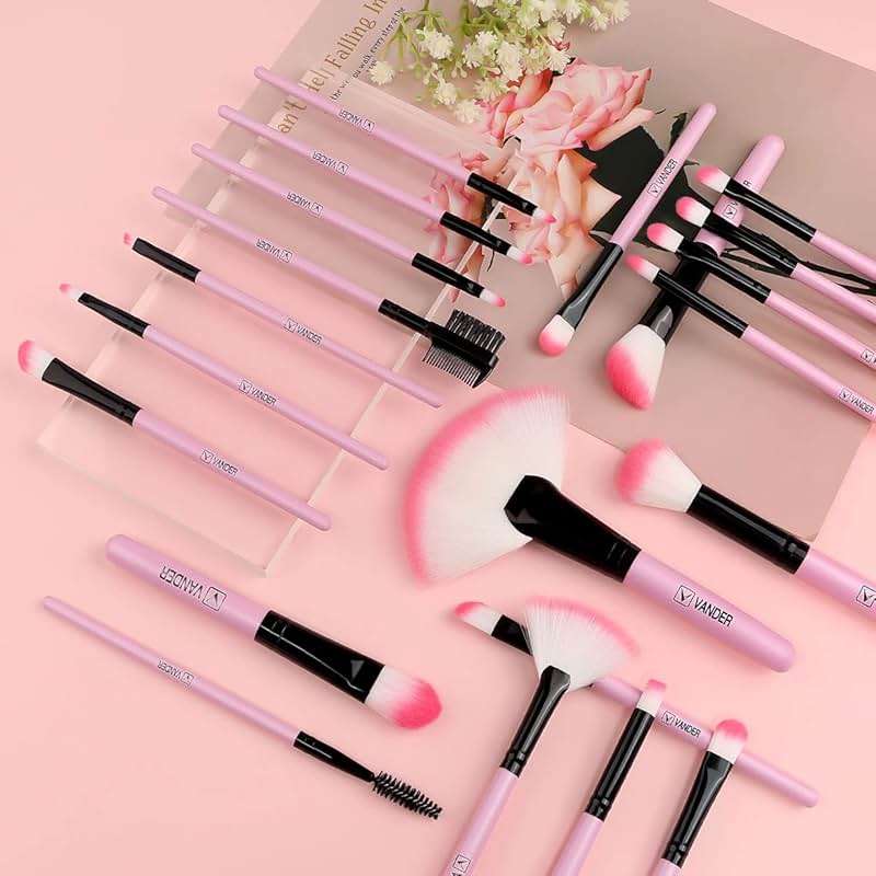 Makeup Brushes, VANDER 32pcs Makeup Brush Set Professional Soft Synthetic Foundation powder concealer blending Make up Brushes, eye shadow blush face brush set, Pink - Image 3
