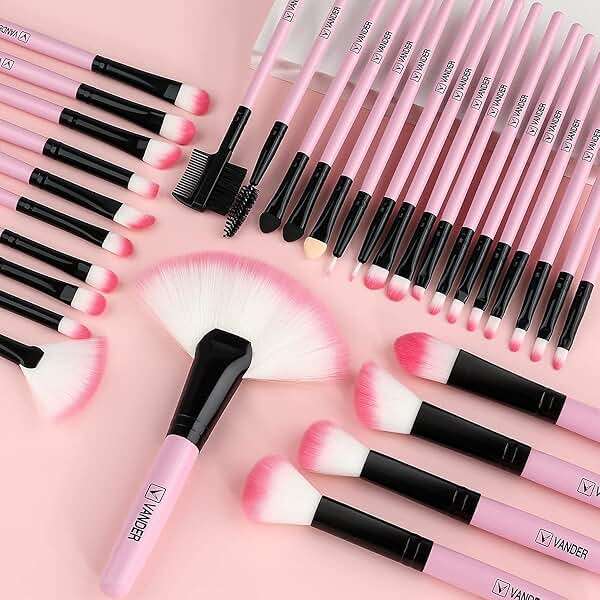 Makeup Brushes, VANDER 32pcs Makeup Brush Set Professional Soft Synthetic Foundation powder concealer blending Make up Brushes, eye shadow blush face brush set, Pink - Image 5