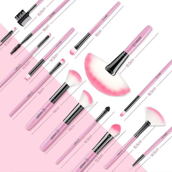 Makeup Brushes, VANDER 32pcs Makeup Brush Set Professional Soft Synthetic Foundation powder concealer blending Make up Brushes, eye shadow blush face brush set, Pink - Image 6
