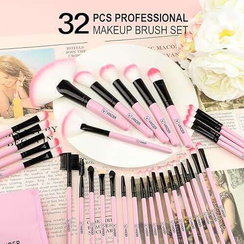 Makeup Brushes, VANDER 32pcs Makeup Brush Set Professional Soft Synthetic Foundation powder concealer blending Make up Brushes, eye shadow blush face brush set, Pink - Image 8