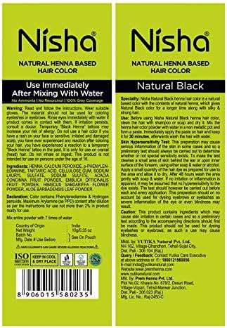 Nisha Natural Henna Based Hair Color (Natural Black) 10GM Pack of 10 - Image 3
